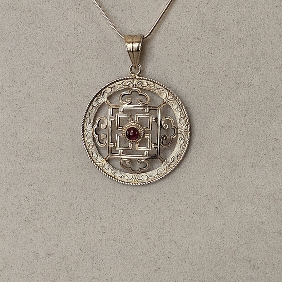 925 Sterling Garnet Necklace Vintage - Picture 9 of 16